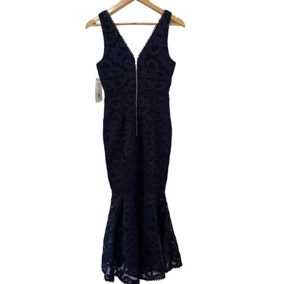 Ministry of Style Size AU6 US2 Navy Blue Lace Dahliah Midi Flare Dress New $229 - Picture 2 of 11